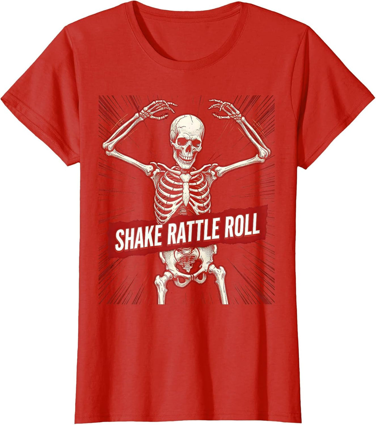 Shake Rattle Roll Classic Rock and Roll Design T-Shirt - Red