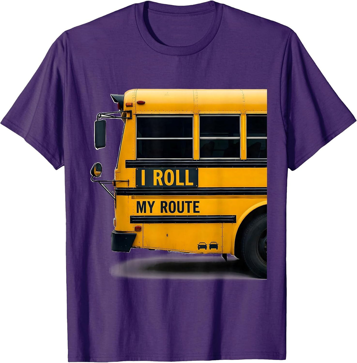 I Roll My Route Funny School Bus Driver Appreciation Gift T-Shirt - Purple
