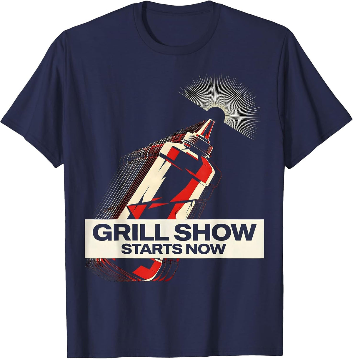 Grill Show Starts Now Futurist Dynamism Hibachi Chef T-Shirt - Navy Blue