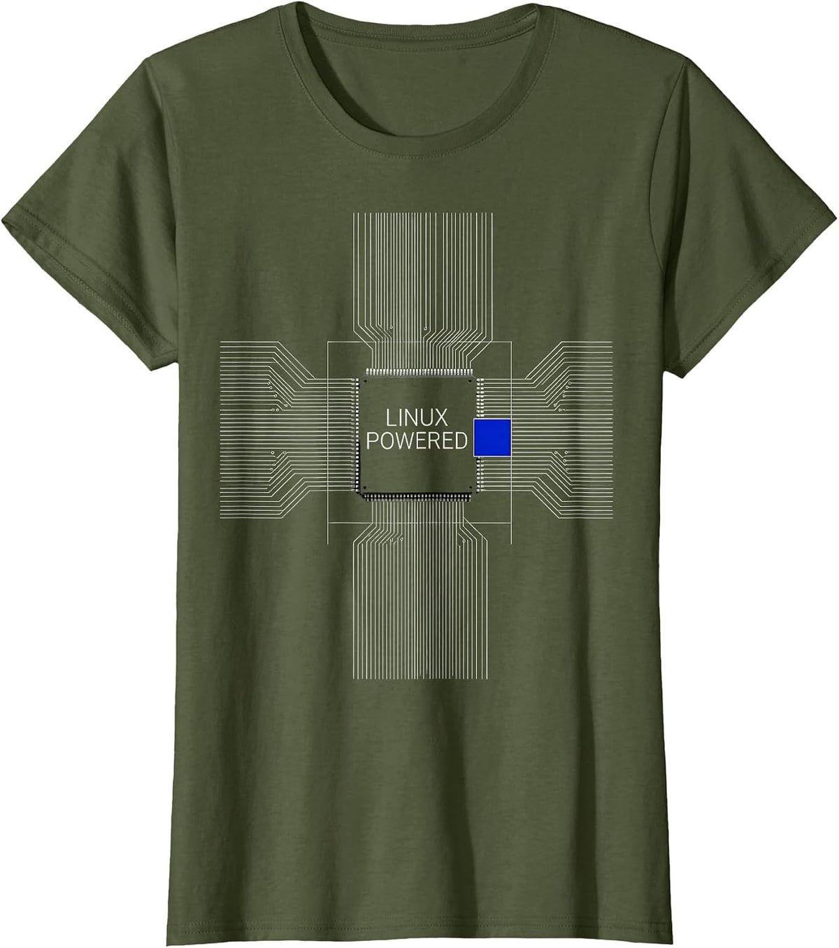 Women's Linux Powered Swiss International Geek Gift for Programmers T-Shirt - Olive Green