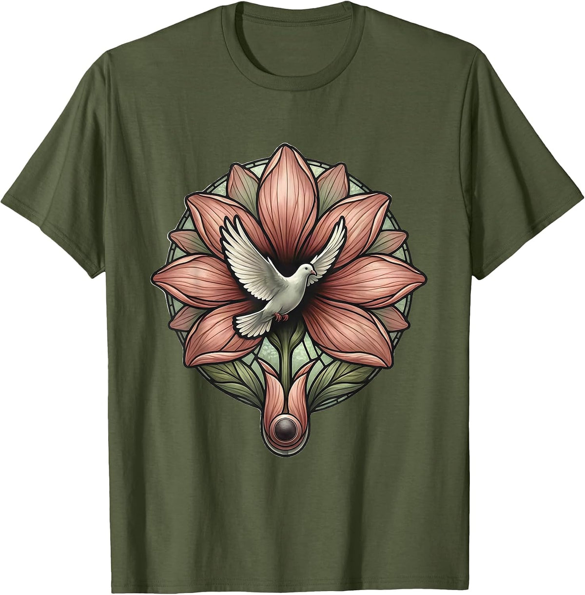 Hearing Aid Flower Bloom Special Education Art T-Shirt - Olive Green