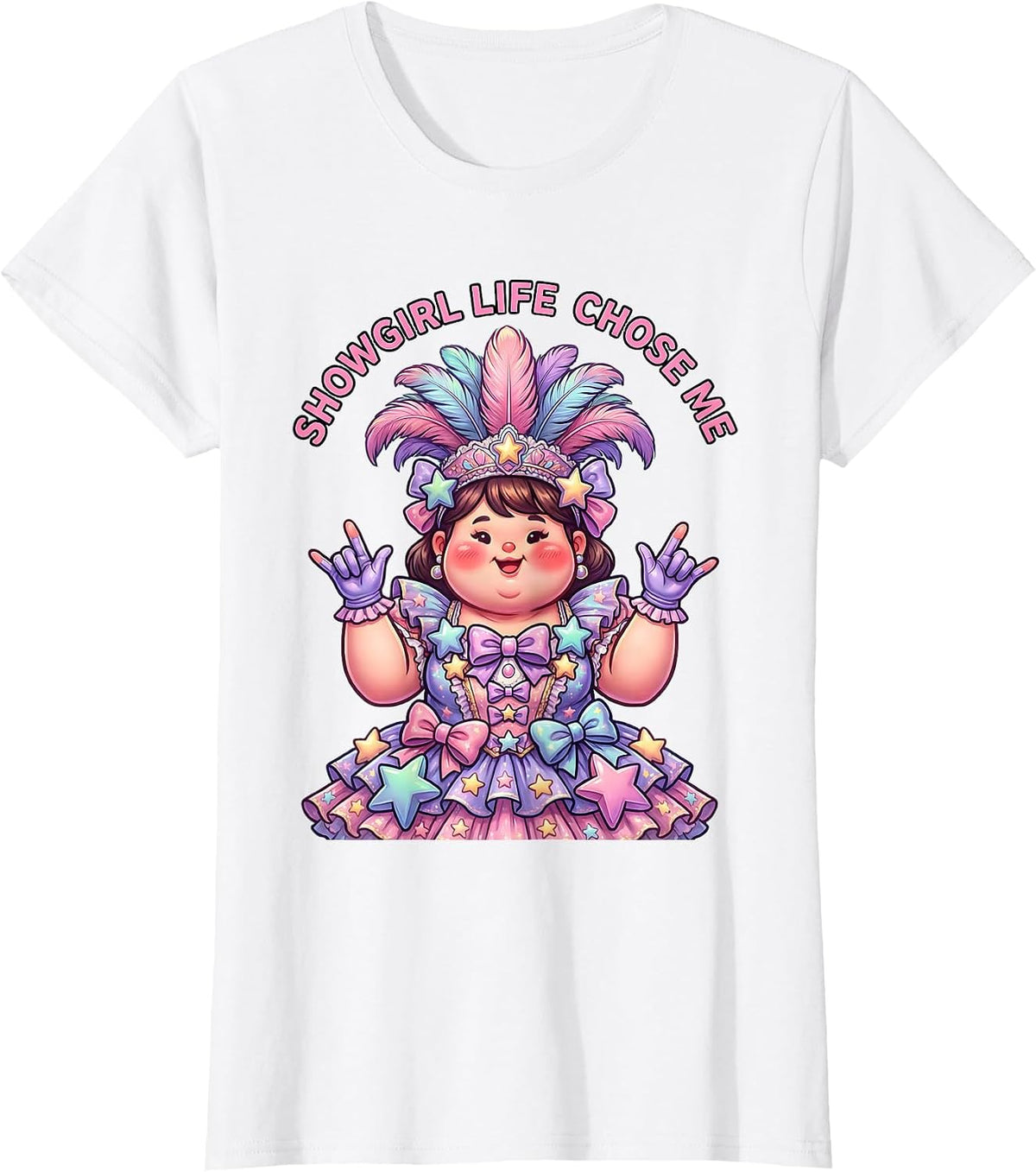 Showgirl Life Chose Me Glamorous Stage Design T-Shirt - White