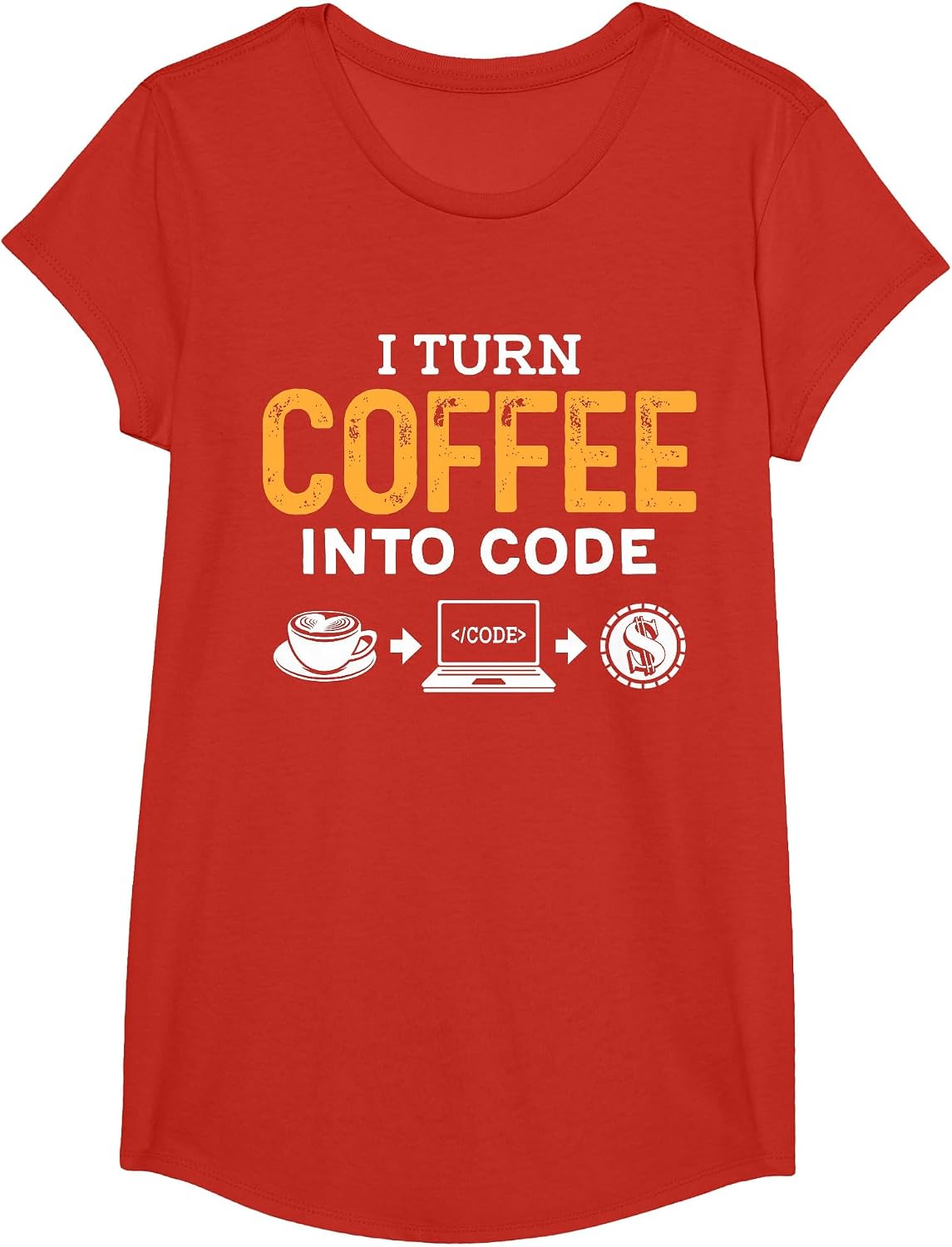 i Turn Coffee into Code Powered by Java and Logic Men Women T-Shirt - Girls Red