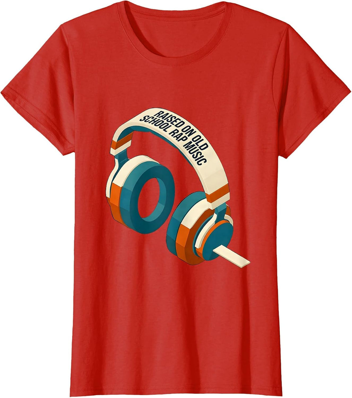 Women's Raised On Old School Rap Music Retro Hip Hop Nostalgia 80s T-Shirt - Red