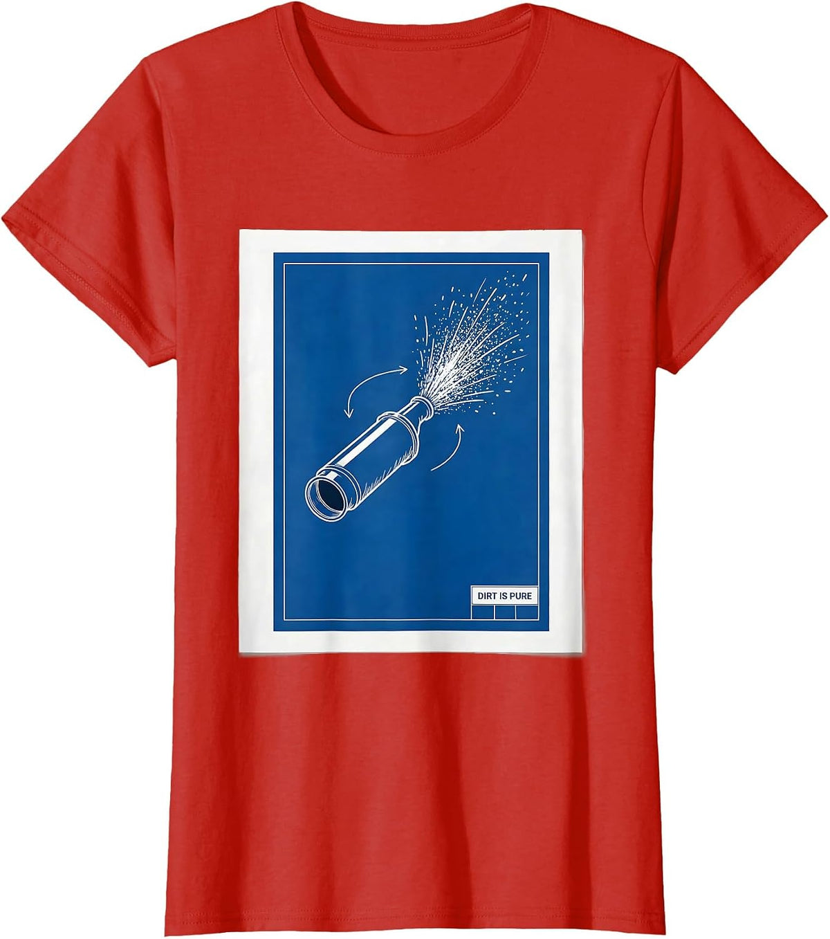 Dirt Is Pure Technical Blueprint Motocross Biker T-Shirt - Red