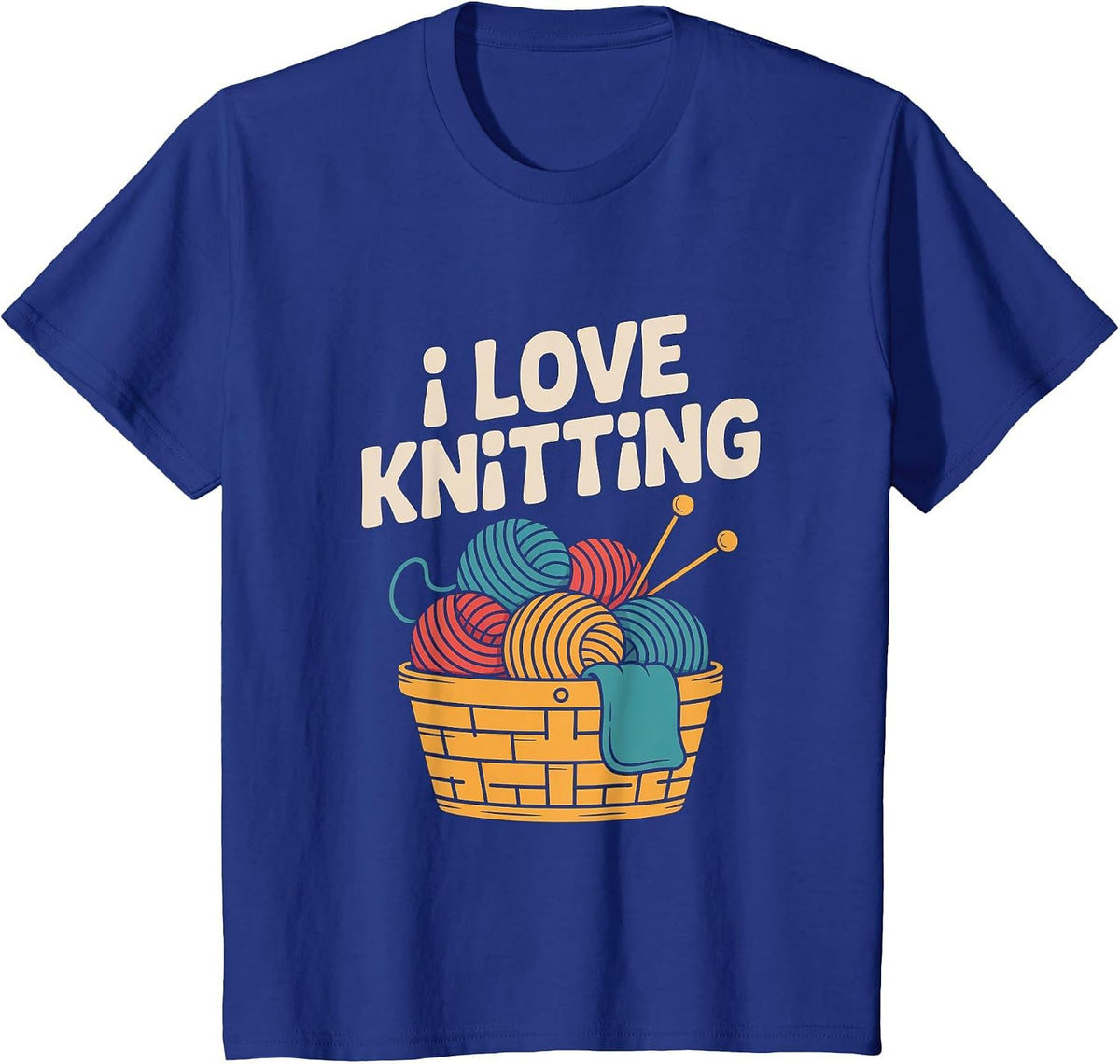 I Love Knitting Yarn Basket Needles T-Shirt - Royal Blue
