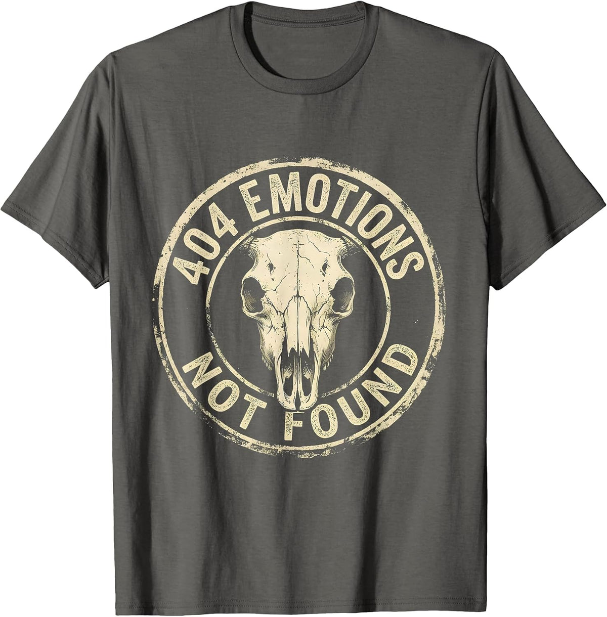 404 Emotions Not Found Funny Tech Humor Design T-Shirt - Asphalt Grey