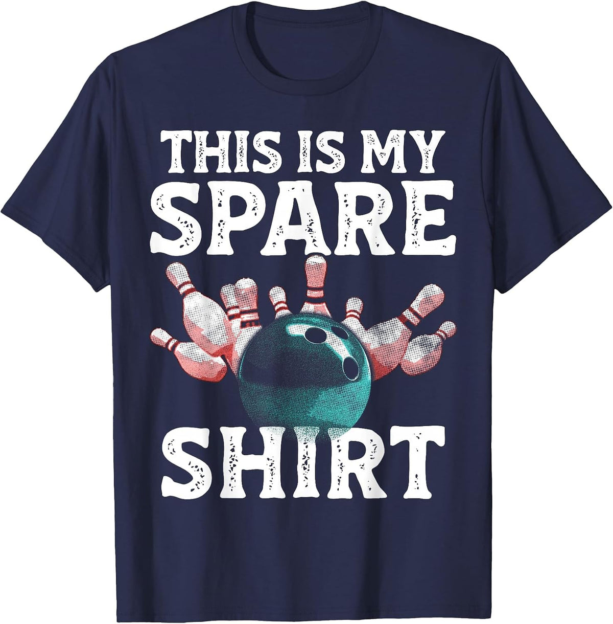 Vintage Funny Bowling Team This is My Spare Shirt Bowler T-Shirt - Navy Blue