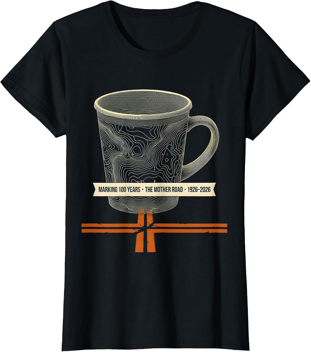 Women's Marking 100 Years The Mother Road Vintage T-Shirt - Black