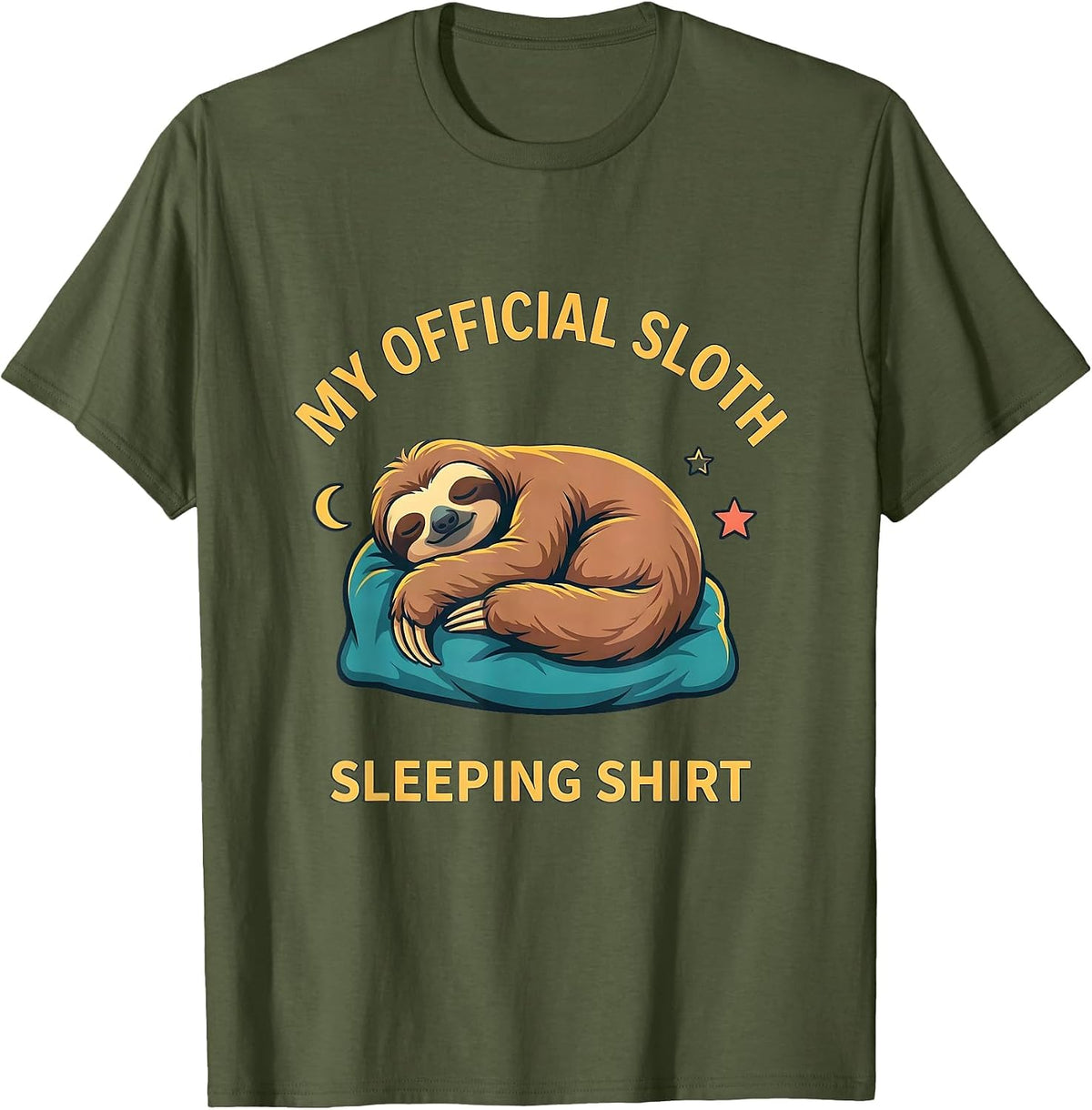 Men's My Official Sloth Sleeping Shirt Funny Animal Lover Pajama T-Shirt - Olive Green