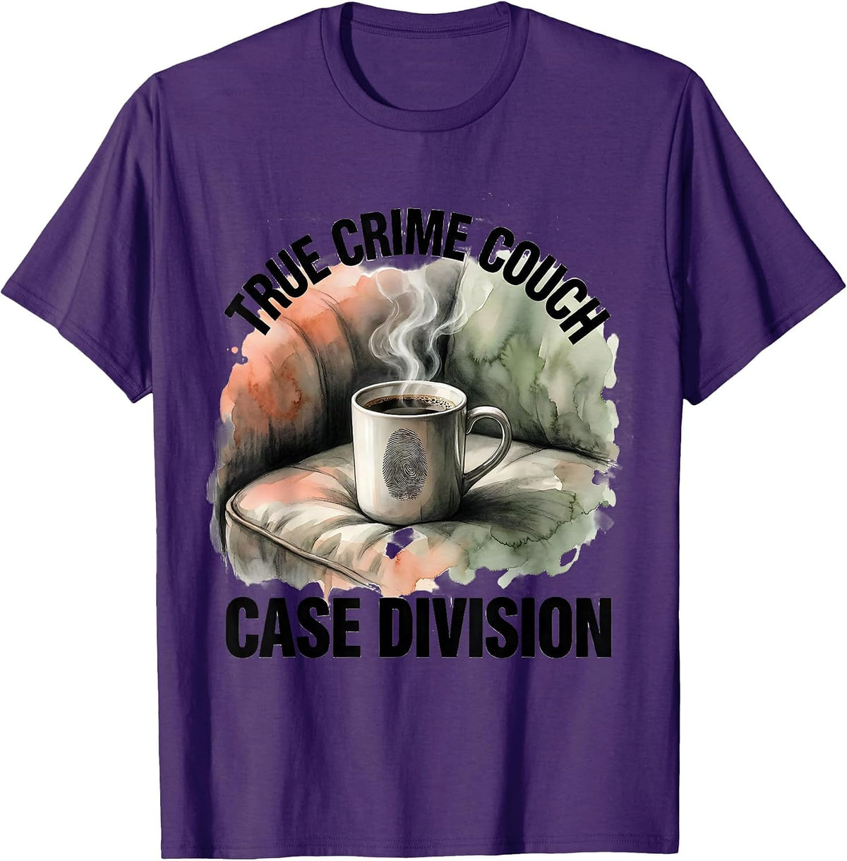 True Crime Couch Case Division Watercolor Funny True Crime T-Shirt - Purple