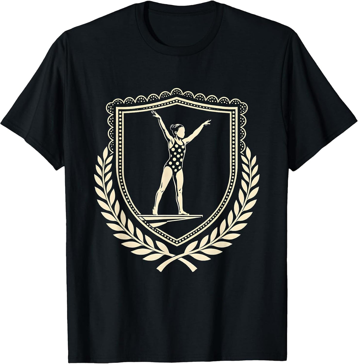 Men's Polka Dot Swimmer Diving Board Graphic Tee T-Shirt - Black