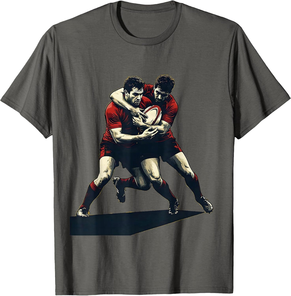 Men's Rugby Fierce Tackle Graphic Illustration T-Shirt - Asphalt Grey