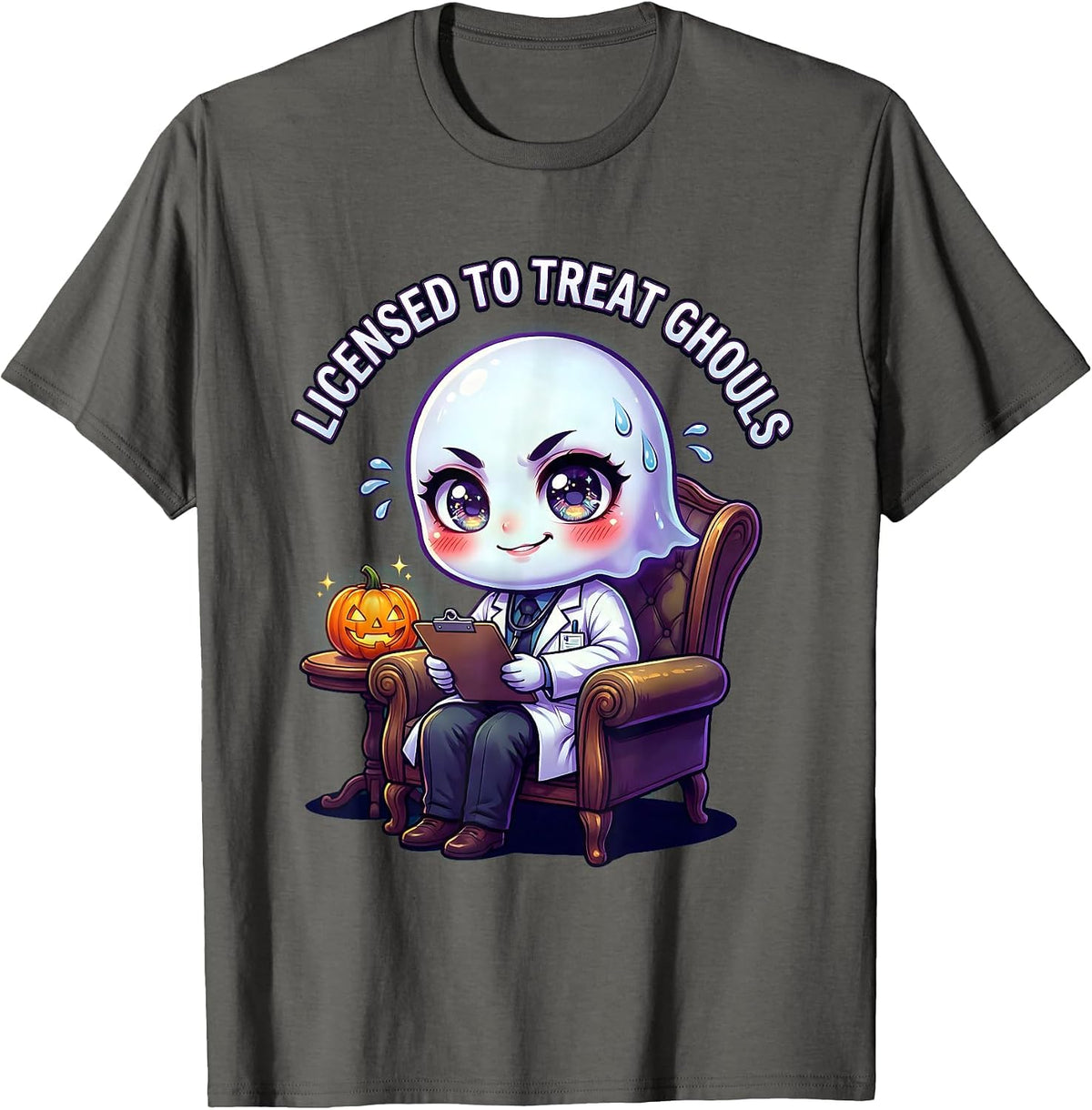 Men's Boo Crew Therapist Halloween Design T-Shirt - Asphalt Grey
