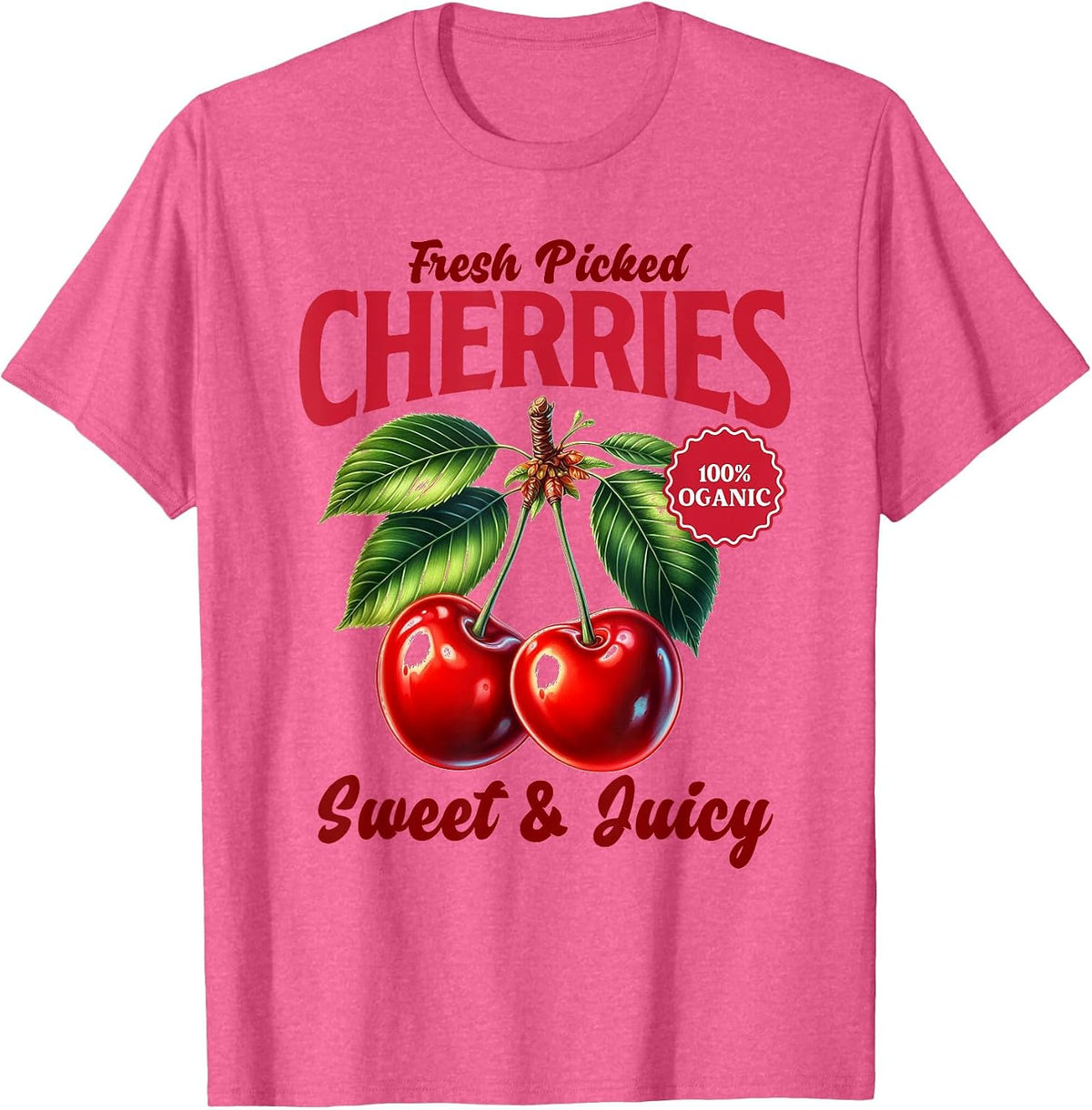 Cherry Farmer's Market Fresh Picked Cherries Cherry Lover T-Shirt - Pink Heather
