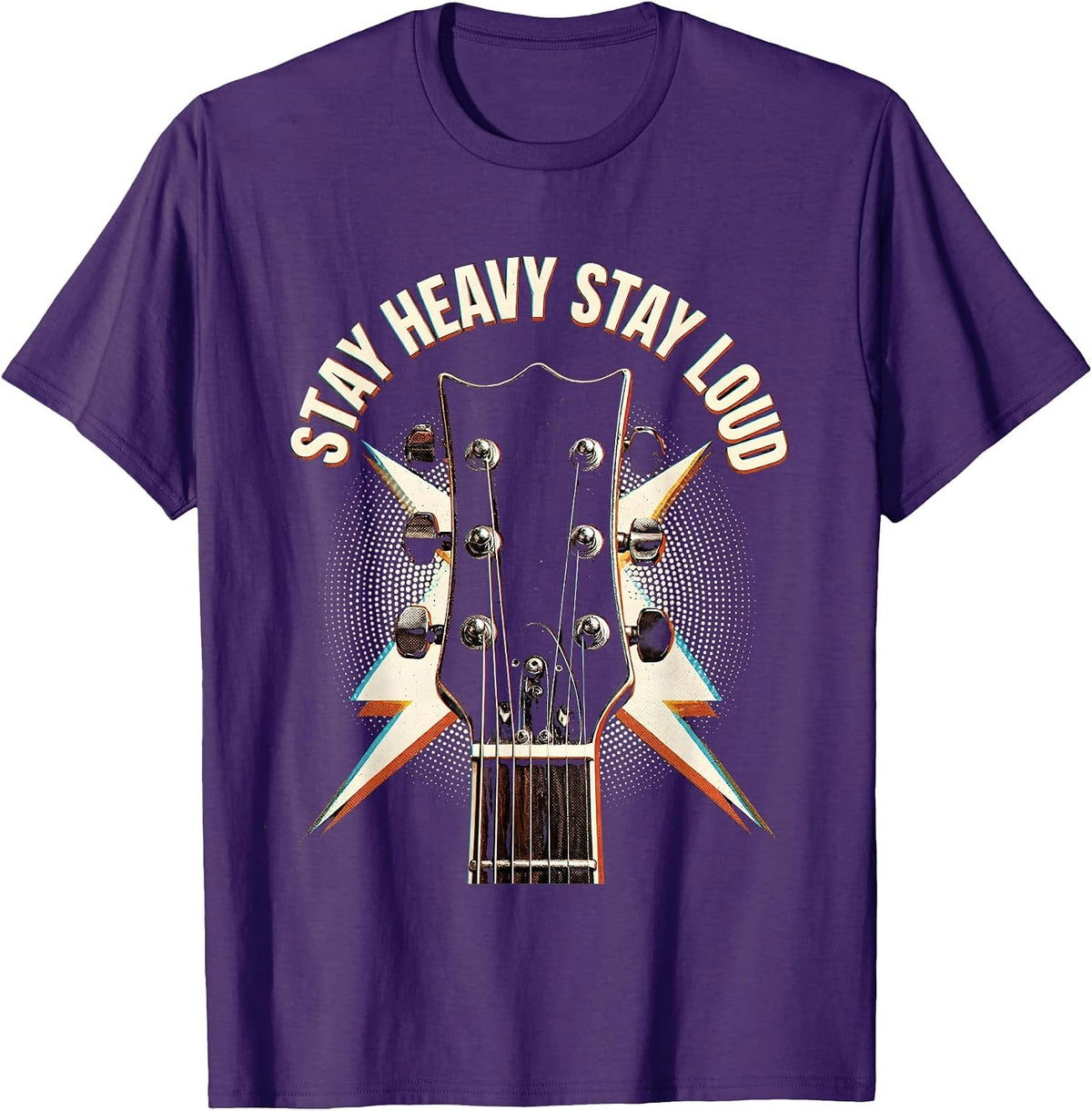 Stay Heavy Stay Loud Metal Music Graphic Design T-Shirt - Purple