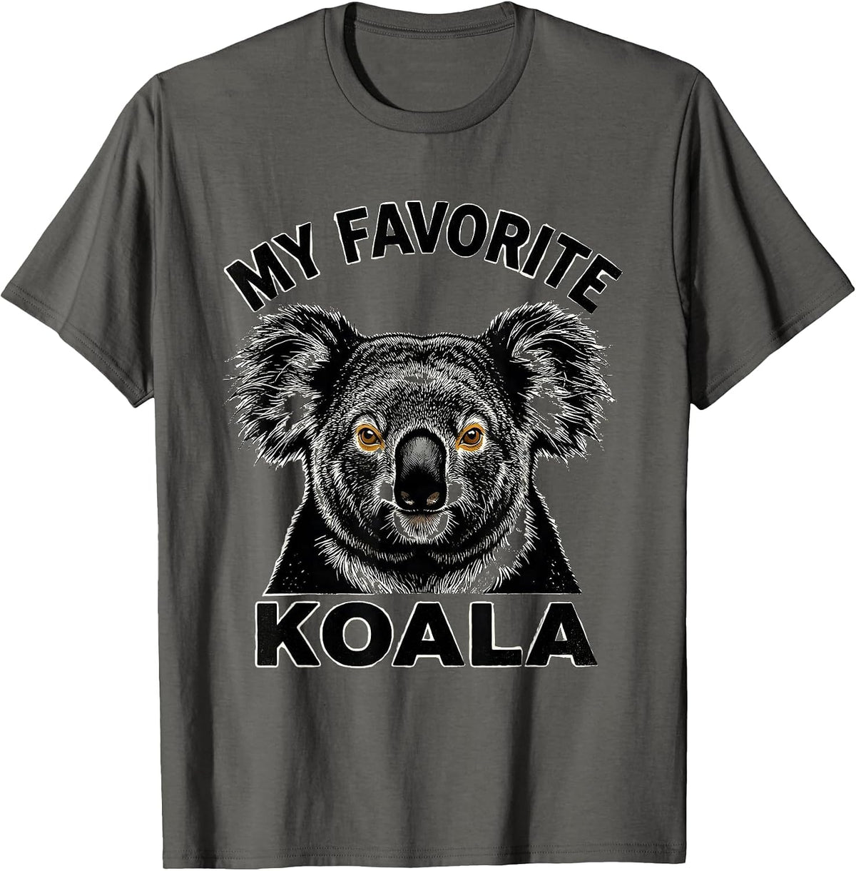 My Favorite Koala Scratchboard Animal Portrait Wildlife Art T-Shirt - Asphalt Grey