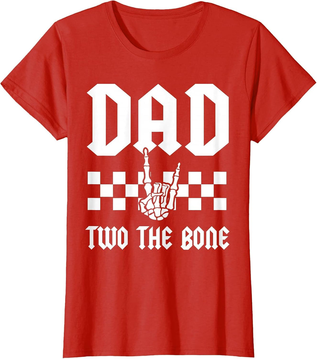 Dad Two The Bone Skeleton Hand 2nd Birthday Boy Girl T-Shirt - Red