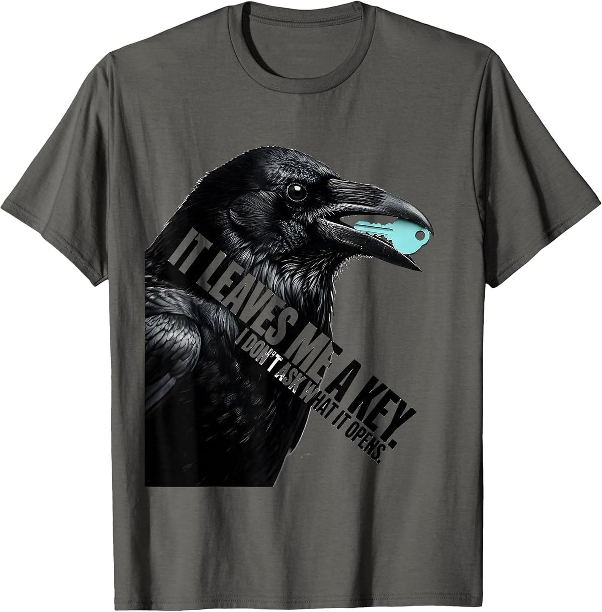 It Leaves Me A Key. I Don't Ask What It Opens Funny T-Shirt - Asphalt Grey