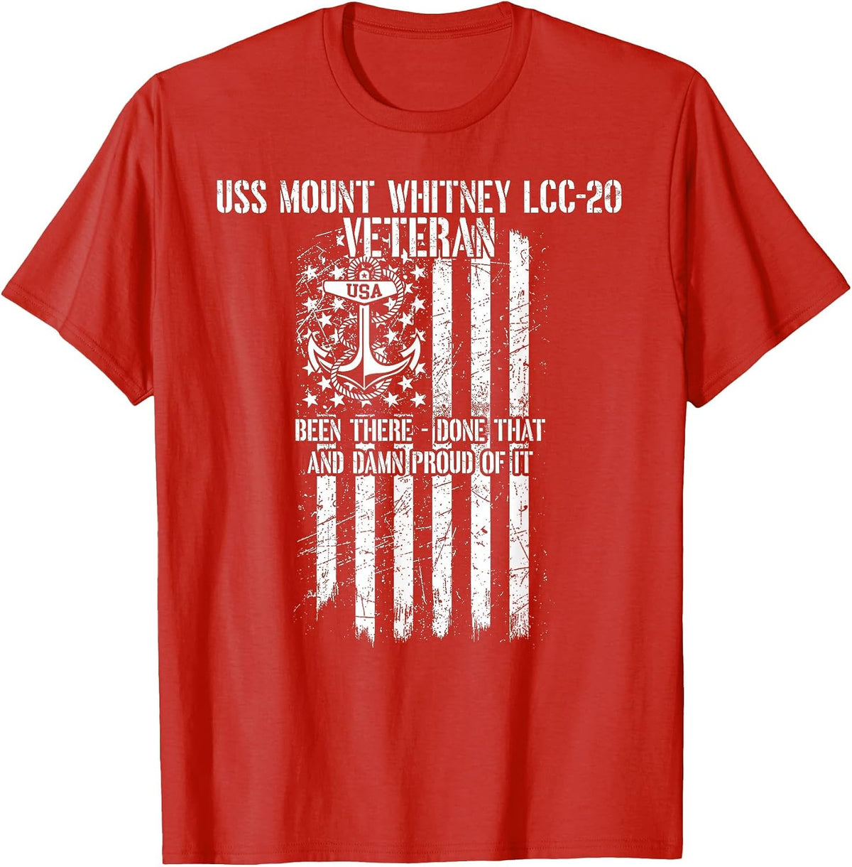 USS Mount Whitney LCC-20 Amphibious Command Ship Veteran T-Shirt - Red