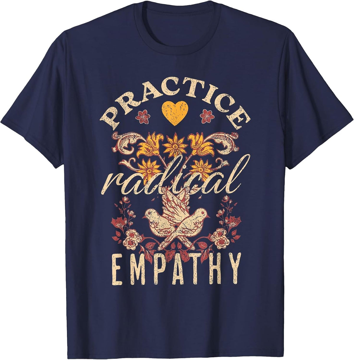 School Counselor Vintage Aesthetic Practice Radical Empathy T-Shirt - Navy Blue