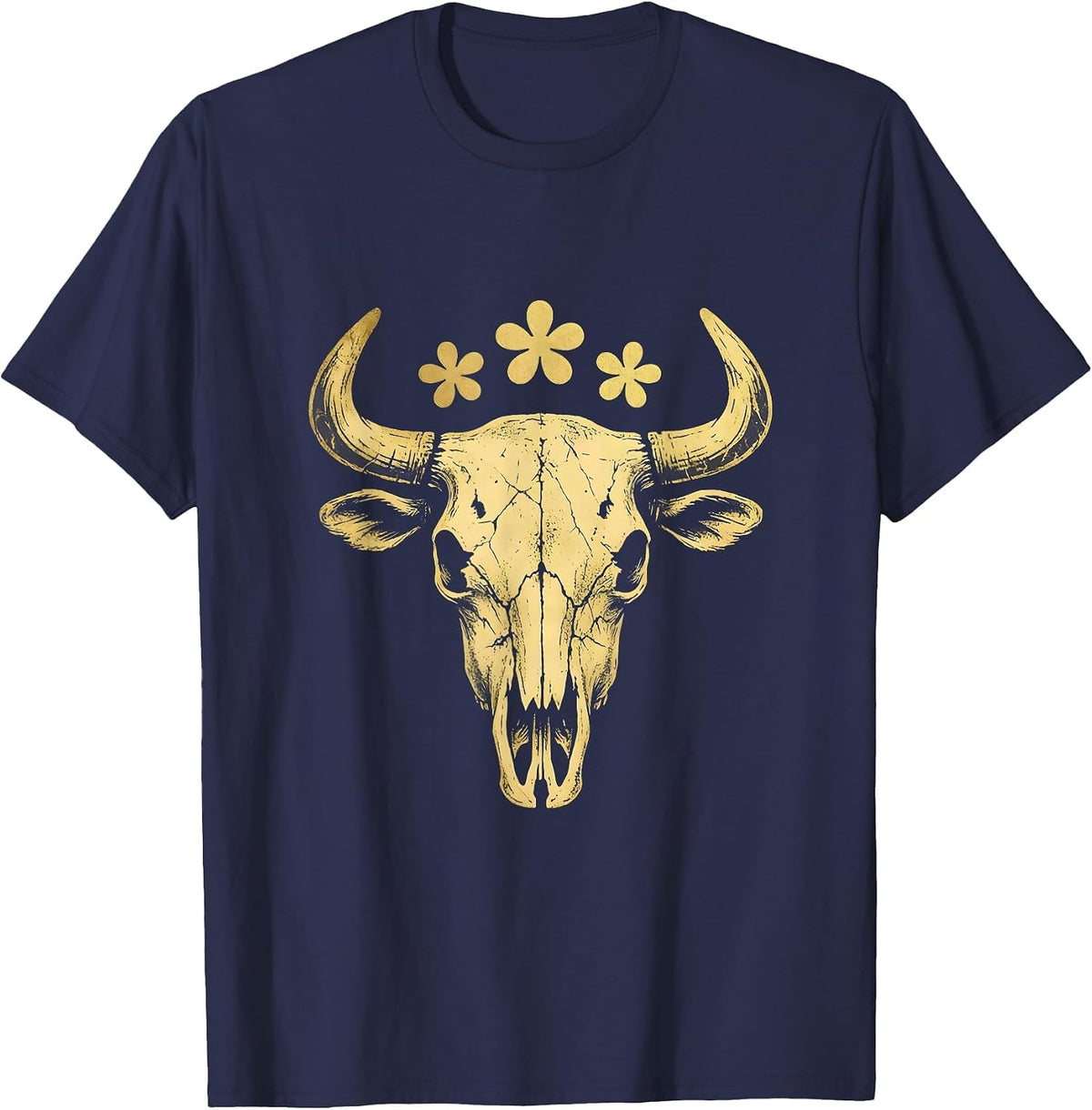 Cowboy Silhouette Riding Horse at Sunset T-Shirt - Navy Blue