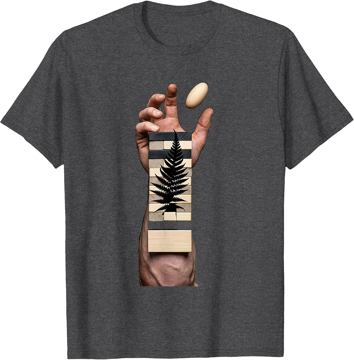 Men's Rugby Player Wood Block Kiwi Fan Gift T-Shirt - Dark Heather Grey