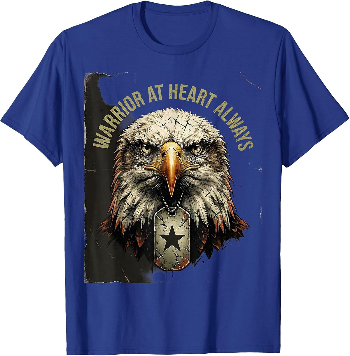 Warrior At Heart Always Veteran Pride Design T-Shirt - Royal Blue