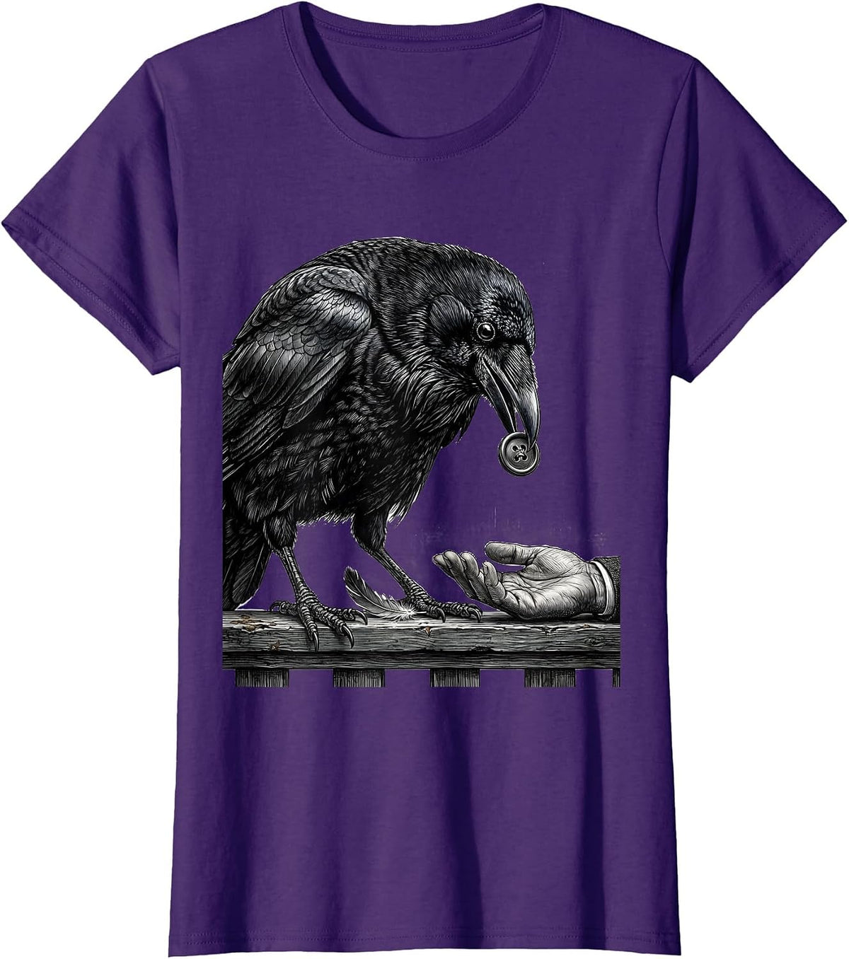 Women's Black Crow Gothic Dark Humor Bird Lover Gift T-Shirt - Purple