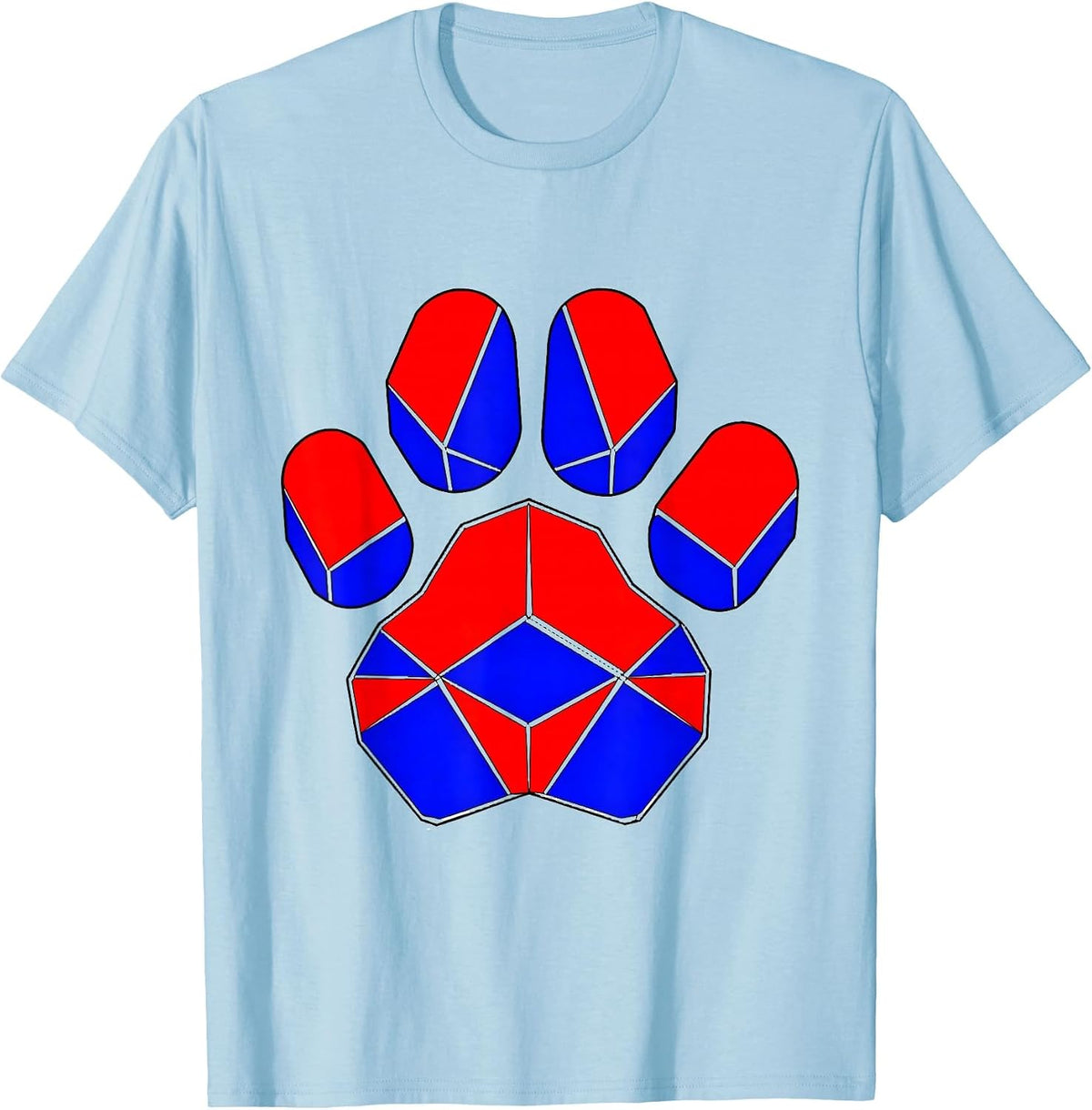 Men's Patriotic Bear Paw Print Red White Blue T-Shirt - Baby Blue