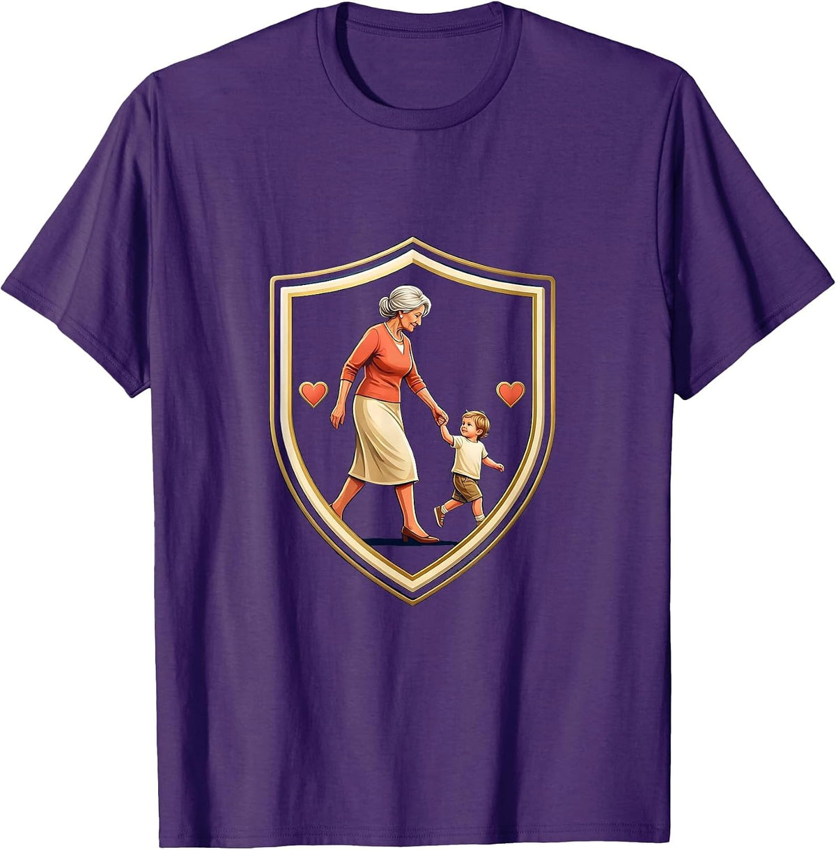 Men's Gigi Grandma Shield Emblem Grandma Pride Badge T-Shirt - Purple