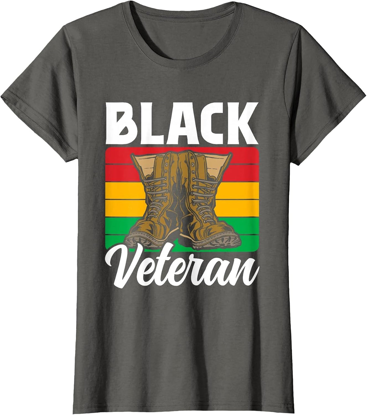 Black Veteran Soldier Military African American Us USA T-Shirt - Asphalt Grey