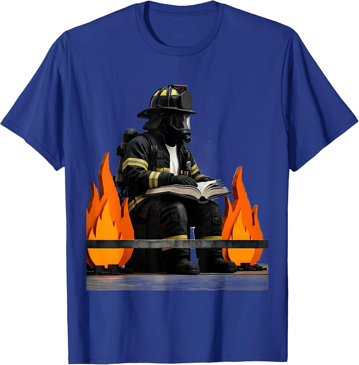 Chaos Coordinator Firefighter Reading Book T-Shirt - Royal Blue