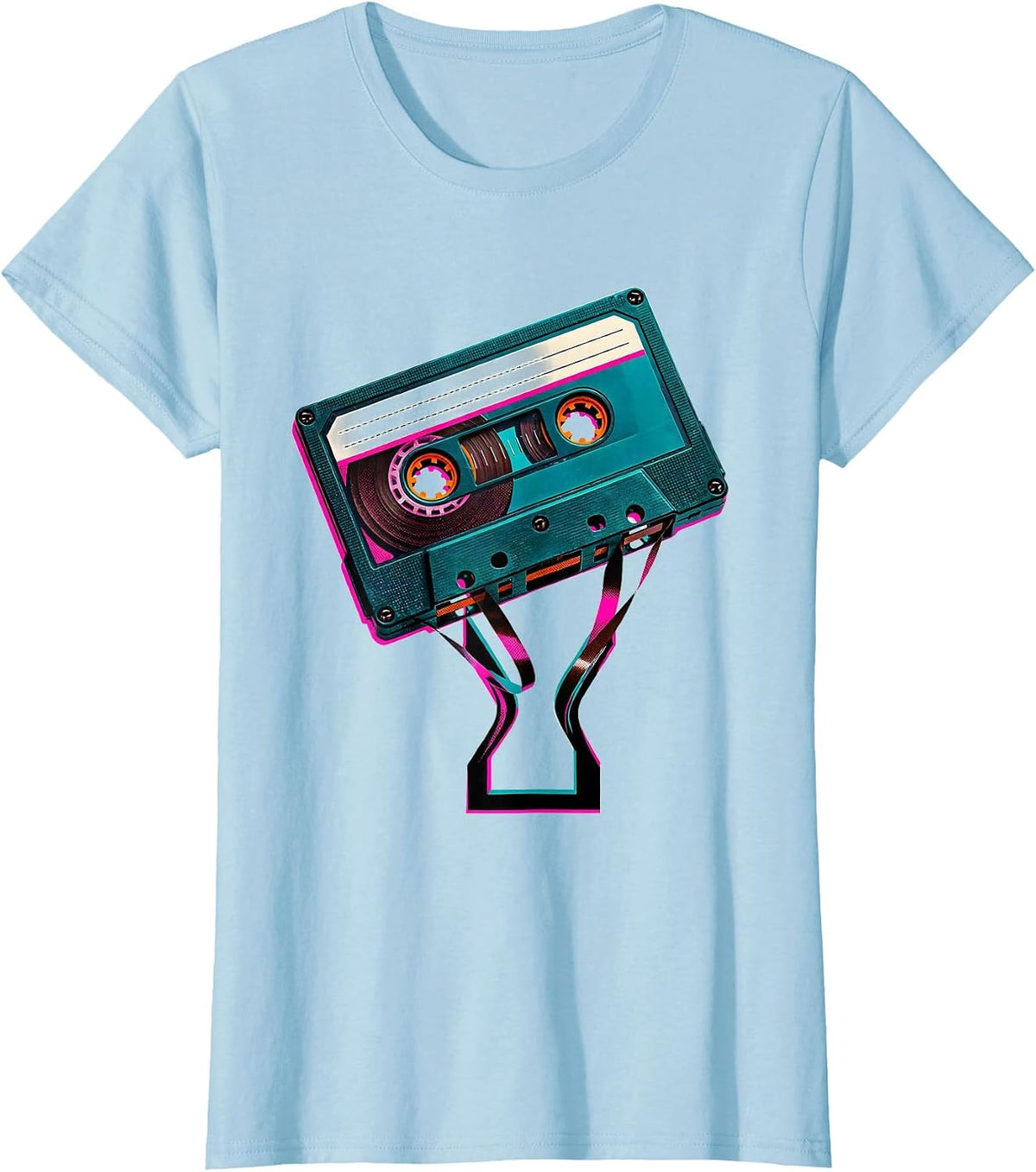 Geometric Cassette Retro Nostalgia 80s 90s T-Shirt - Baby Blue