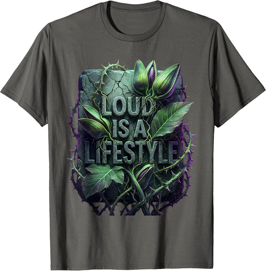 Loud Is A Lifestyle Heavy Metal Graphic Design T-Shirt - Asphalt Grey