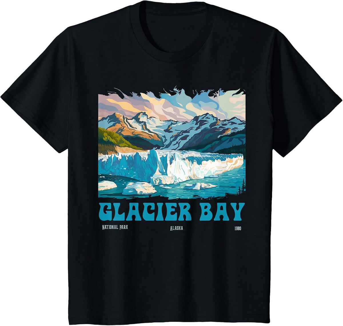 Glacier Bay National Park Alaska Margerie 2026 Men Women T-Shirt - Black