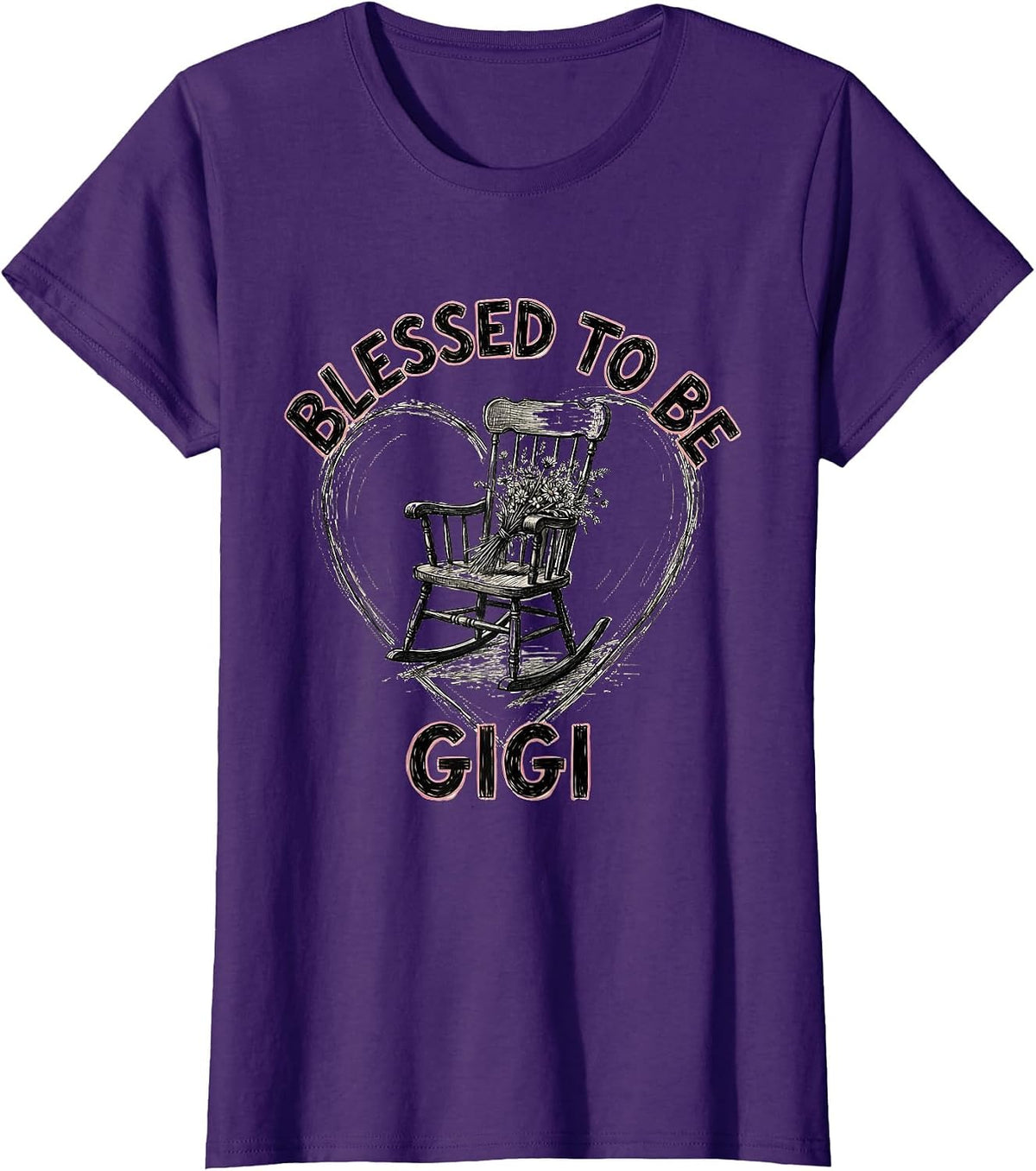 Women's Blessed To Be Gigi Grandma Gift Design T-Shirt - Purple