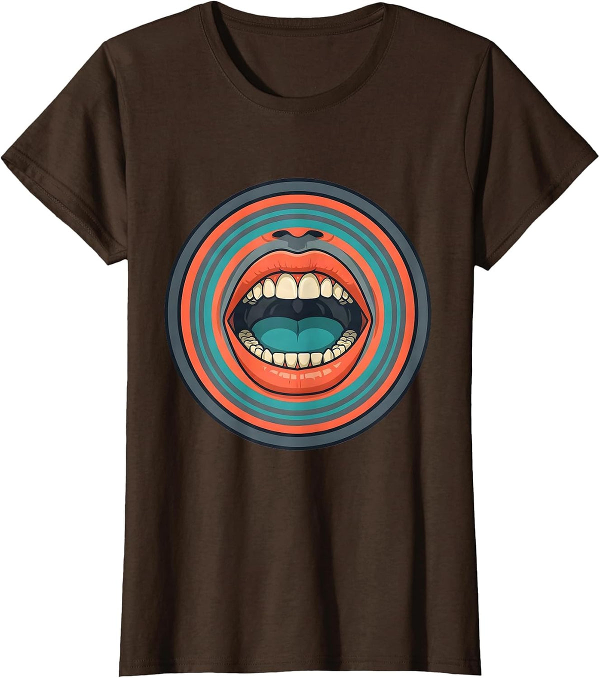 Women's Anatomical Mouth Sound Waves SLP Graphic T-Shirt - Brown