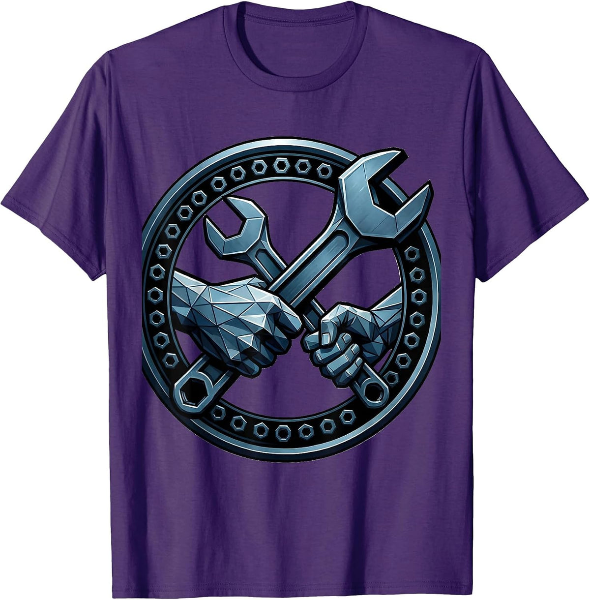 Mechanic Hands Socket Wrench Graphic T-Shirt - Purple