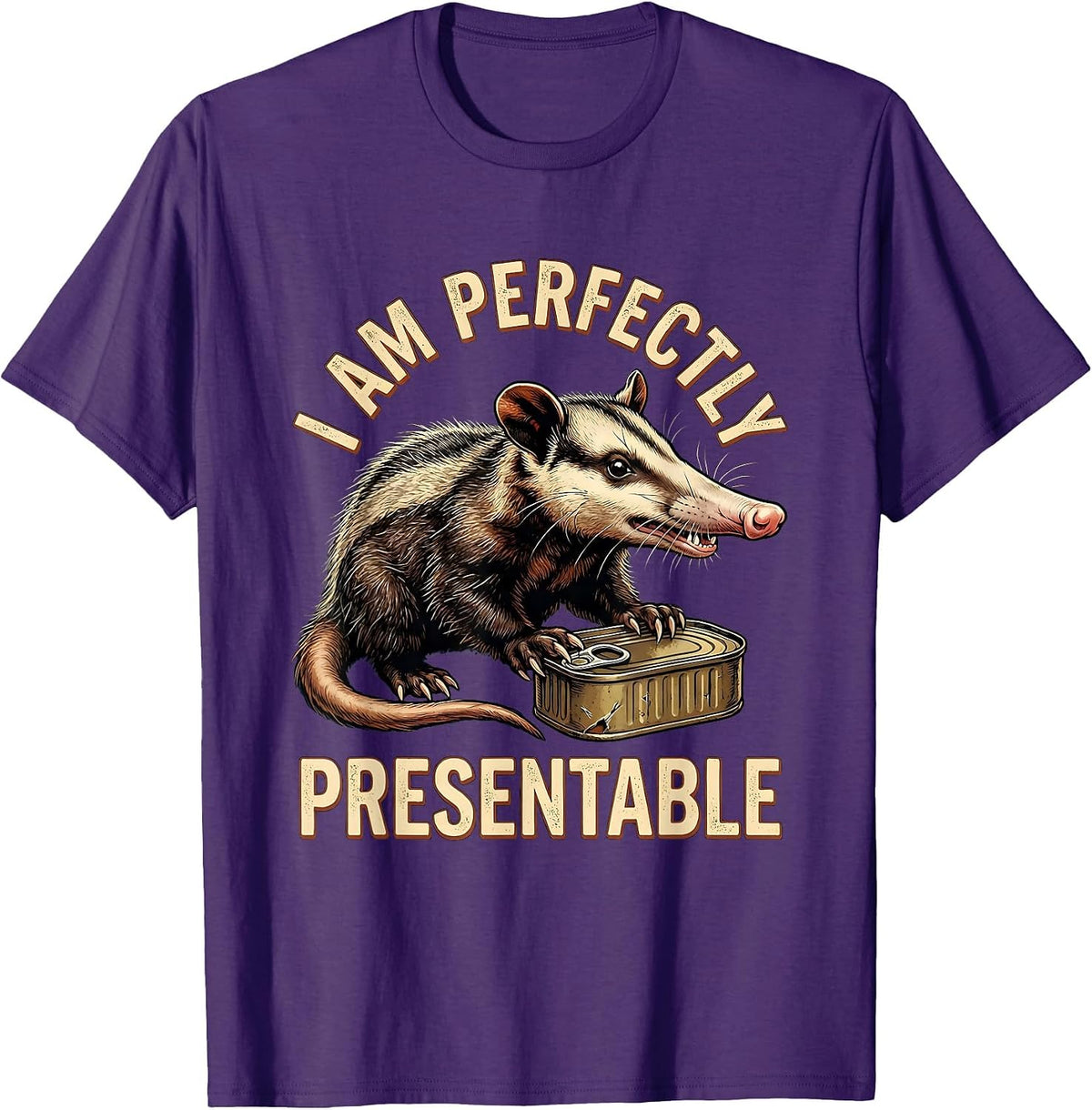 I Am Perfectly Presentable Vintage Funny Opossum Trash-Panda T-Shirt - Purple