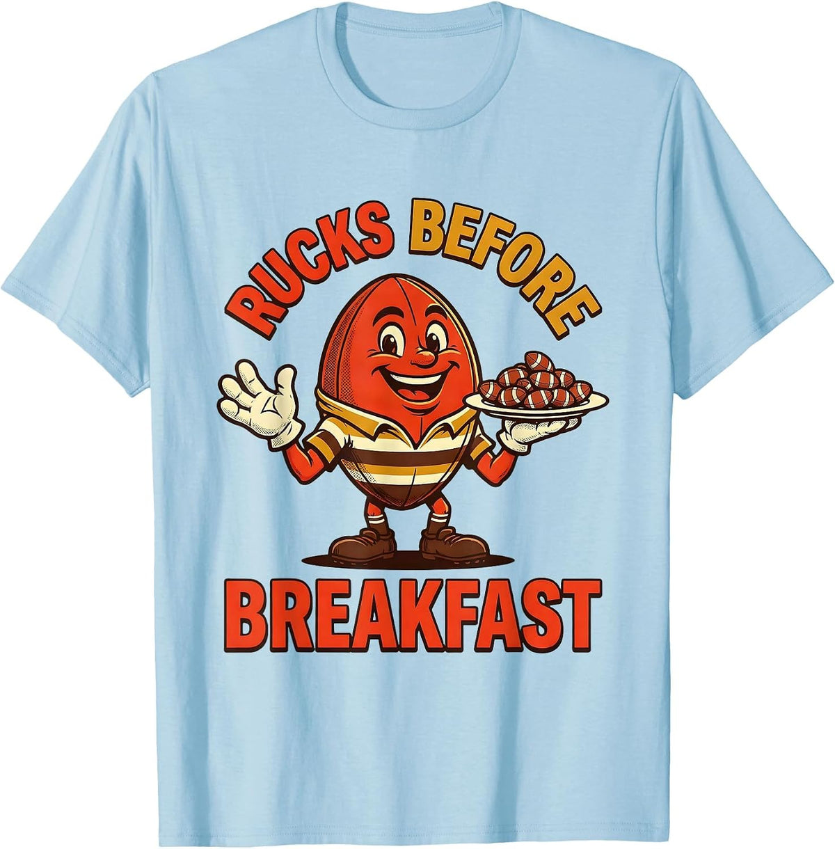 Men's Rucks Before Breakfast Rugby Design T-Shirt - Baby Blue
