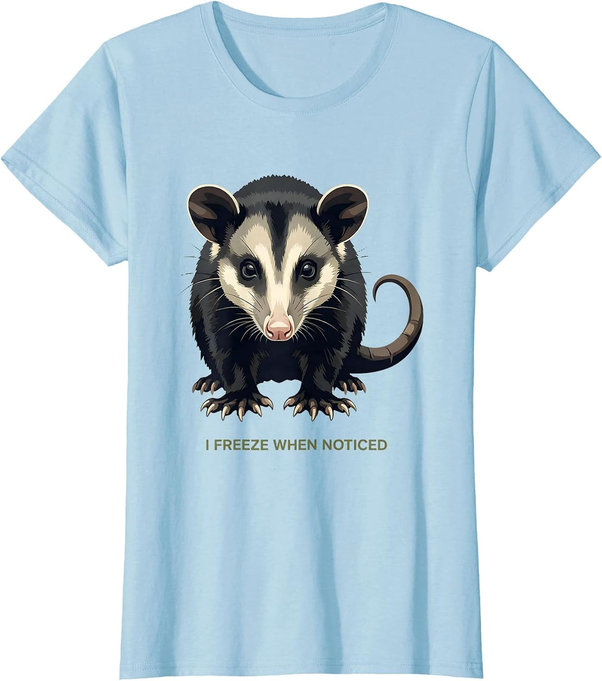 I Freeze When Noticed Midcentury Modern Opossum Meme Humor T-Shirt - Baby Blue