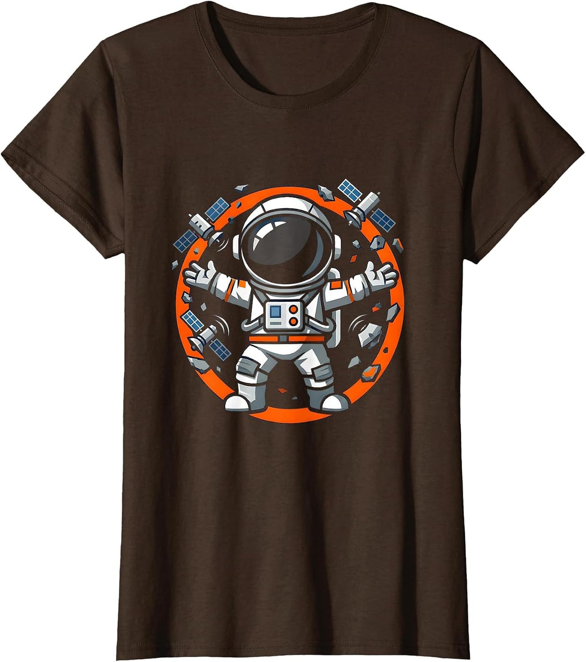 Women's Chaos Coordinator Astronaut Space Debris Design T-Shirt - Brown