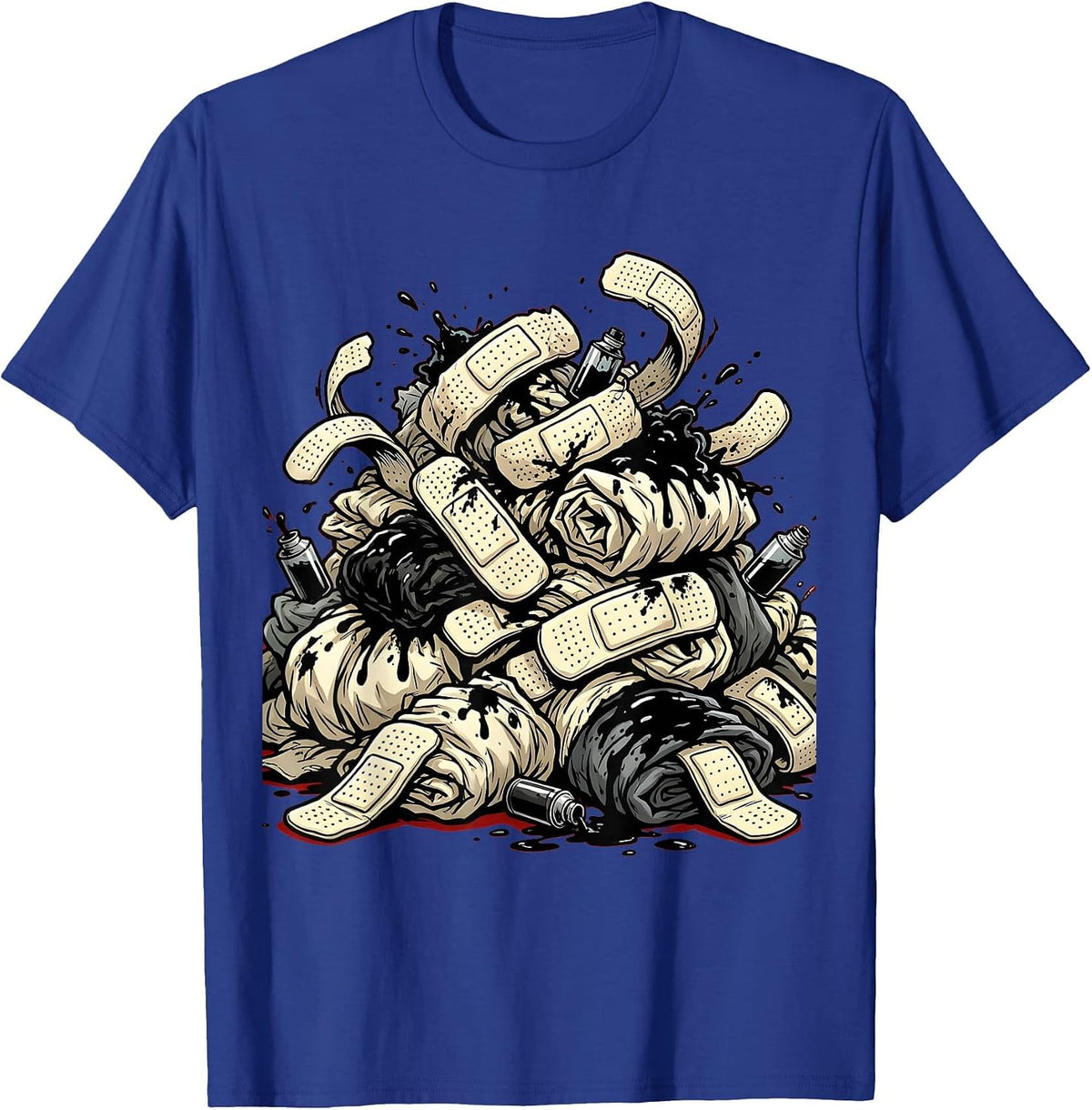 Tattoos Are Trashy Bandages and Ink Rags Art T-Shirt - Royal Blue