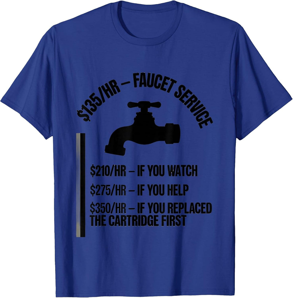 Men's Faucet Service Hourly Rate Funny Plumber Dad Joke T-Shirt - Royal Blue