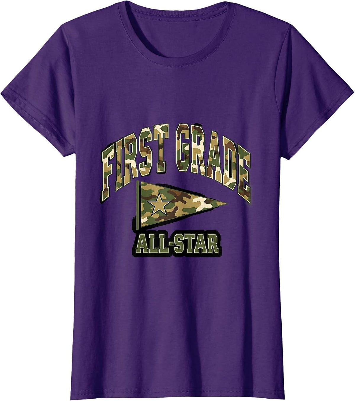 Women's First Grade All-Star Camo Back To School Boys Teachers First T-Shirt - Purple