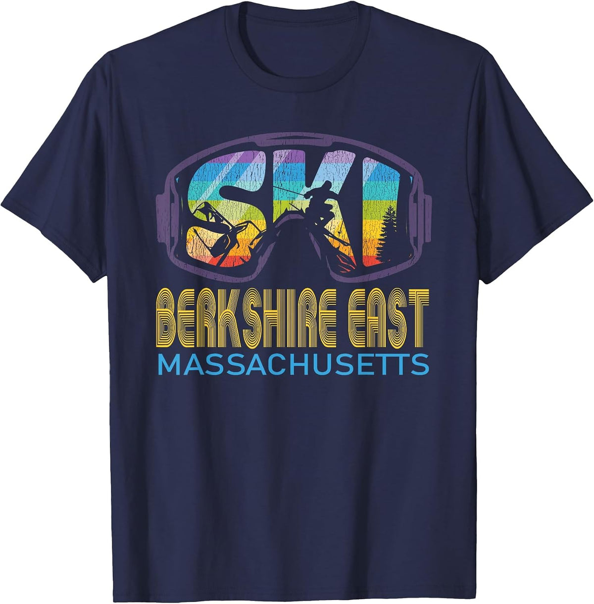 Ski Berkshire East Massachusetts Skiing Vacation T-Shirt - Navy Blue