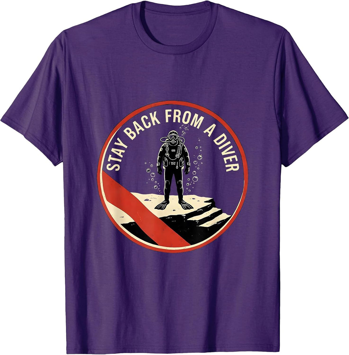 Stay Back From A Diver Funny Scuba Diver Gift Vintage T-Shirt - Purple
