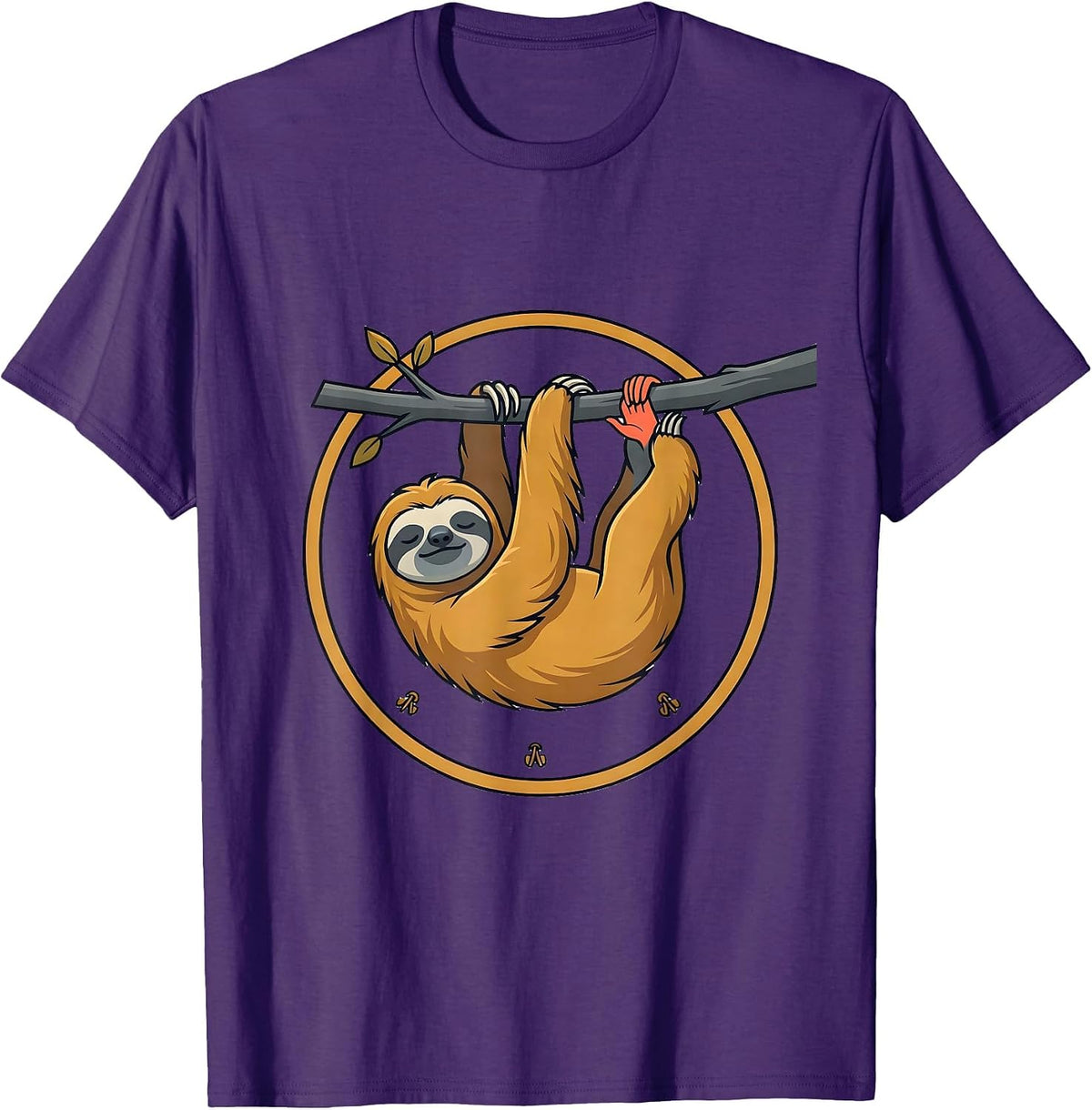 Sloth Hanging Lazy Humor Animal Lover Novelty T-Shirt - Purple