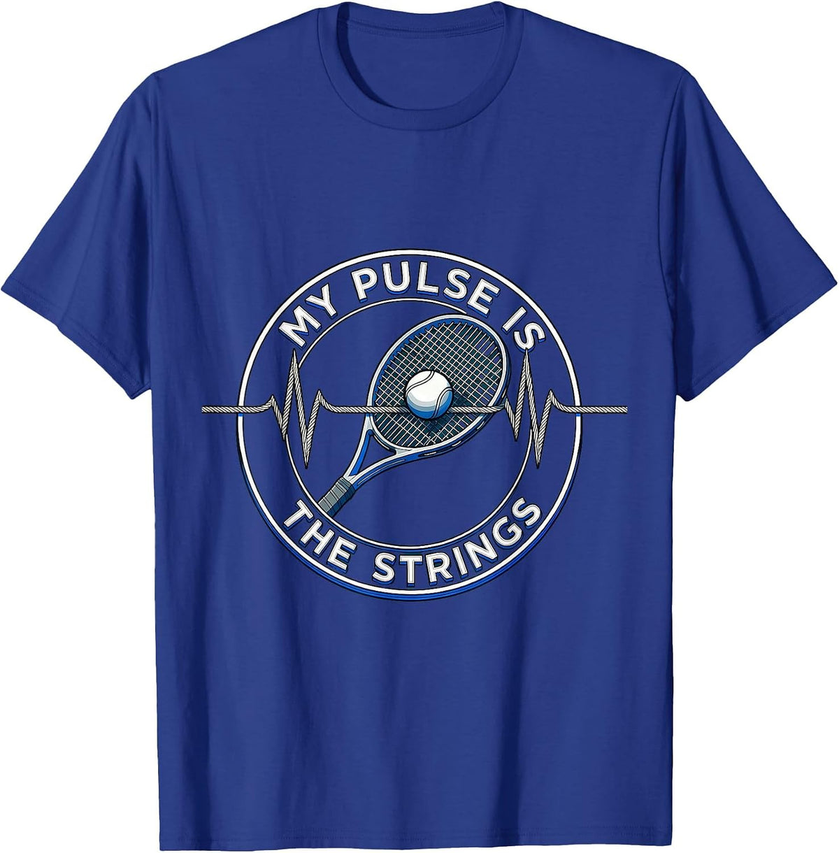 My Pulse Is The Strings Tennis Lover Heartbeat EKG Pulse T-Shirt - Royal Blue
